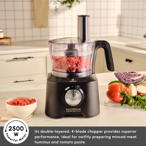 Karaca Mastermaid Power Multifunctional 11 in 1 Food Processor Set, 2500W, Black Silver