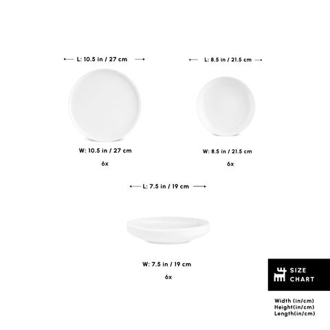 Karaca Stream Bone China Felix XL 18-Piece China Dinner Set for 6 People, White