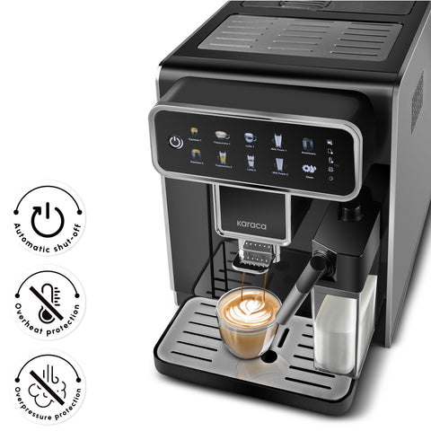 Karaca CoffeeMaestro Automatic Espresso Coffee Machine, 1500W, 1,5L, Black