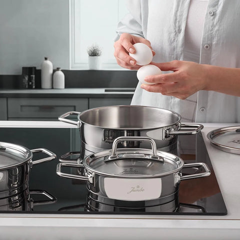 Jumbo Assos 6-Piece Stainless Steel Induction Cookware Set, Midi, Silver