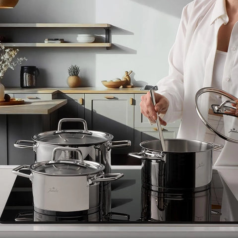 Jumbo Assos 6-Piece Stainless Steel Induction Cookware Set, Midi, Silver