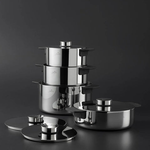 Jumbo Infinity 8-Piece 3Ply Stainless Steel Induction Cookware Set, Silver