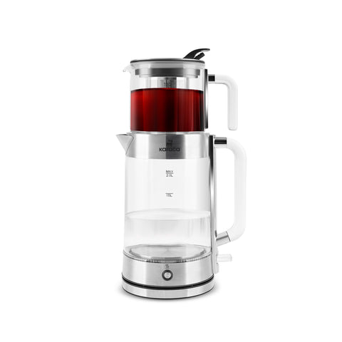 Karaca Luma Glass Large Tea Maker Kettle, 2,8L, 2200W, Clear