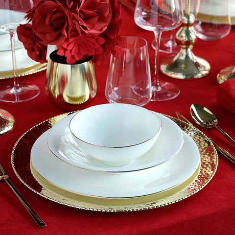 Jumbo Bone China Golda 61-Piece Dinner Set for 12 People, Gold