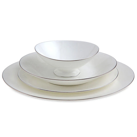 Jumbo Bone China Moon Platin 64-Piece Dinner Set for 12 People, Platin