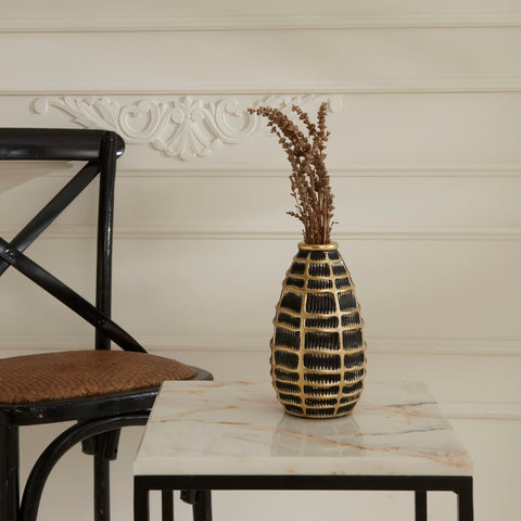 Karaca Felicie Vase, 11.5 x 9.9 cm, Black & Gold