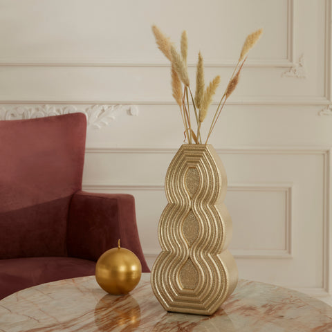Karaca Vendi Vase, 11.5 x 7.5 x 23.5 cm, Gold