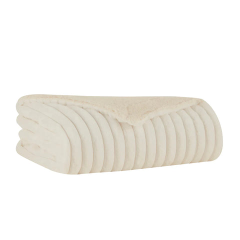 Karaca Stripe Sherpa Blanket, 130x150cm, White
