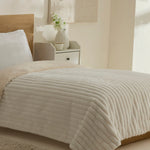 Karaca Stripe Sherpa Blanket, 150x200cm, Single, White