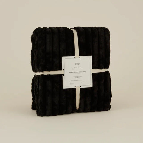Karaca Stripe Sherpa Blanket, 150x200cm, Black