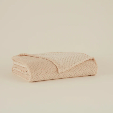 Karaca Leaves Wellsoft Blanket, 130x150cm, Ecru