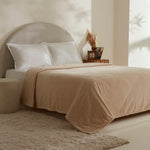 Karaca Leaves Wellsoft Blanket, 200x220cm, Ecru