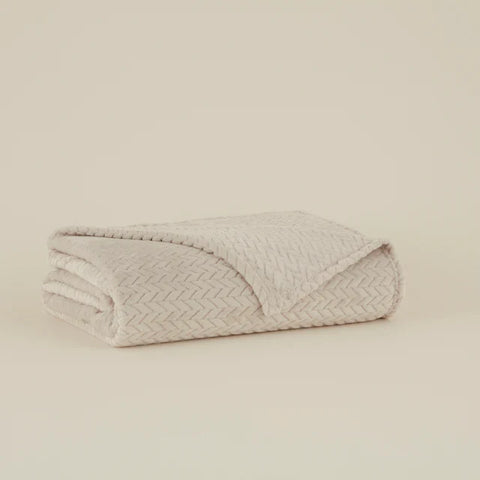 Karaca Leaves Wellsoft Blanket, 130x150cm, Light Grey