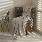 Karaca Leaves Wellsoft Blanket, 130x150cm, Light Grey