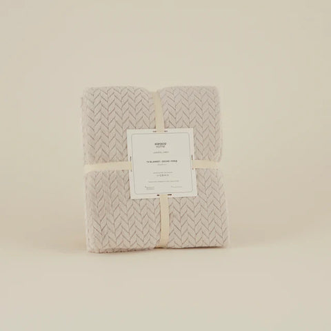 Karaca Leaves Wellsoft Blanket, 130x150cm, Light Grey