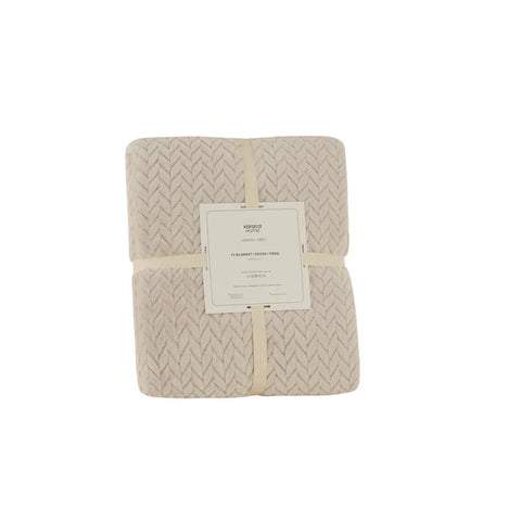 Karaca Leaves Wellsoft Blanket, 130x150cm, Light Grey