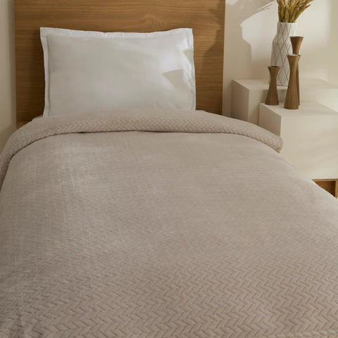 Karaca Leaves Wellsoft Blanket, Single, 150x200cm, Light Grey