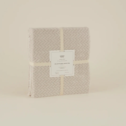 Karaca Leaves Wellsoft Blanket, Single, 150x200cm, Light Grey
