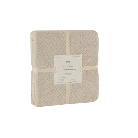 Karaca Leaves Wellsoft Blanket, Single, 150x200cm, Light Grey