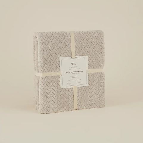 Karaca Leaves Wellsoft Blanket, Double, 200x220cm, Light Grey