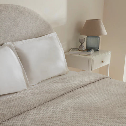 Karaca Leaves Wellsoft Blanket, Double, 200x220cm, Light Grey