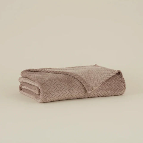 Karaca Leaves Wellsoft Blanket, Single, 150x200cm, Stone