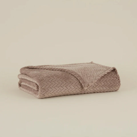 Karaca Leaves Wellsoft Blanket, 130x150cm, Stone