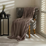 Karaca Leaves Wellsoft Blanket, 130x150cm, Stone