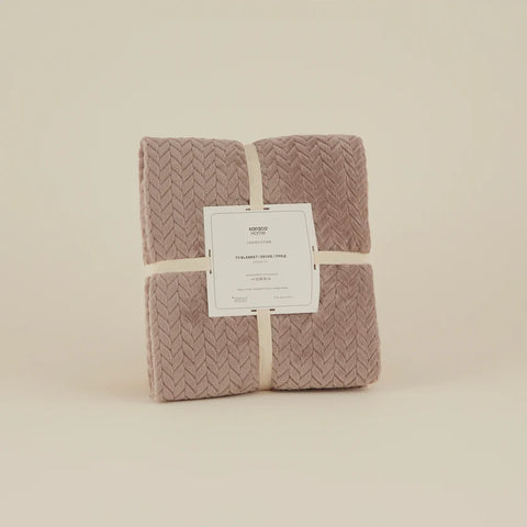 Karaca Leaves Wellsoft Blanket, 130x150cm, Stone