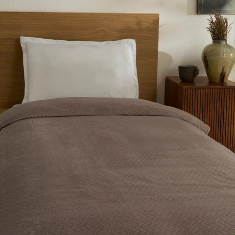 Karaca Leaves Wellsoft Blanket, Single, 150x200cm, Stone