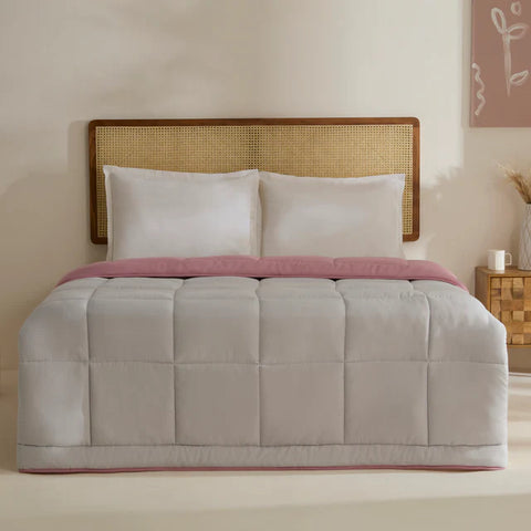 Karaca Home Double Face Duvet Cover, 200x200cm, Powder-Light Grey