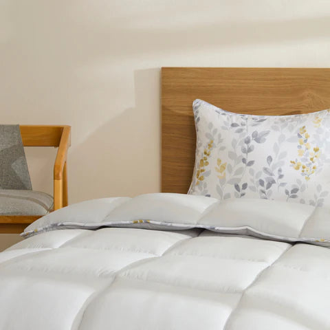 Karaca Leaf Duvet and Pillow Set, Single, 135x200+50x70, Grey