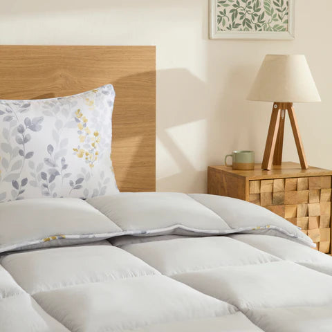 Karaca Leaf Duvet and Pillow Set, Single, 135x200+50x70, Grey