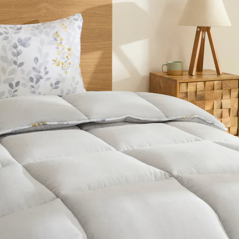 Karaca Leaf Comforter Set, Single, 155x220+50x70cm, Grey