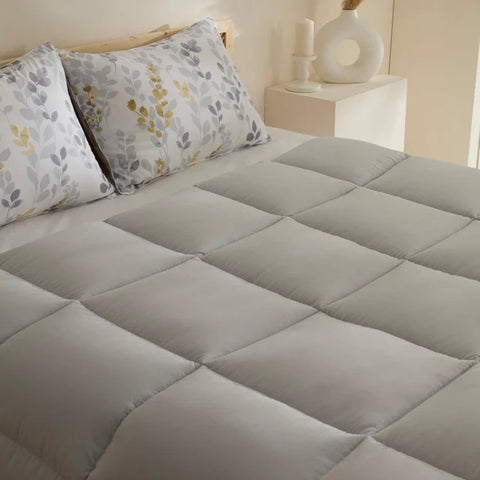 Karaca Leaf Comforter Set, Double, 200x200+2x50x70cm, Grey