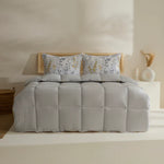 Karaca Leaf Comforter Set, Double, 200x200+2x50x70cm, Grey