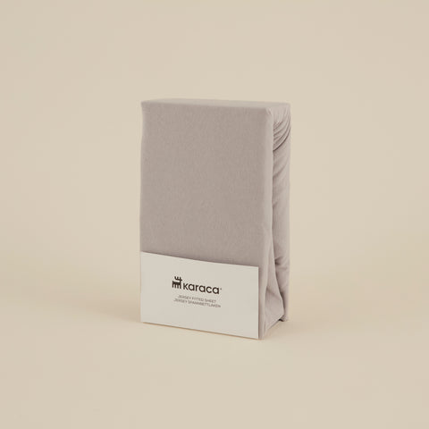 Karaca Home Jersey 100% Turkish Cotton Fitted Sheet, 180x200+30cm, Grey