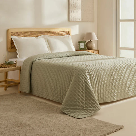 Karaca Home Breezy Bedspread, Double, Sage Green