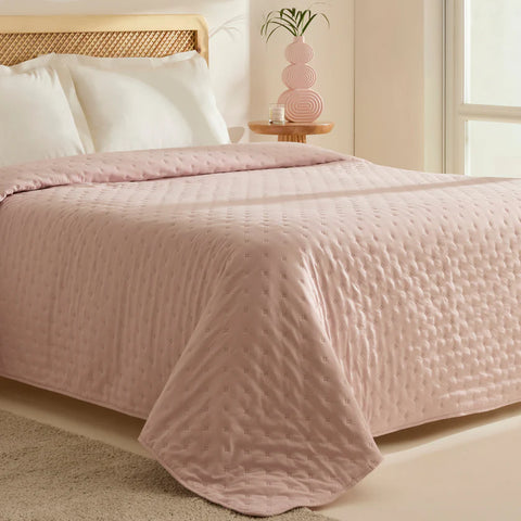 Karaca Home Breezy Bedspread, Double, Powder Pink