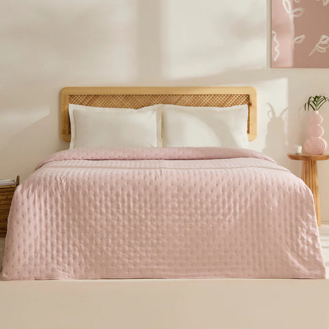 Karaca Home Breezy Bedspread, Double, Powder Pink