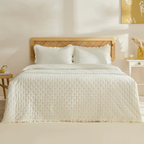 Karaca Home Fiona Bedspread Set, Double, Ecru