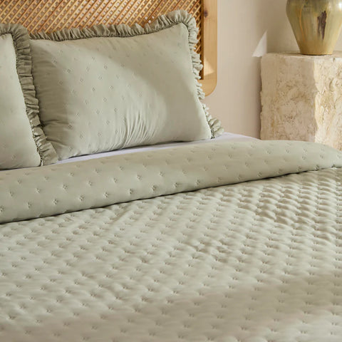 Karaca Home Fiona Bedspread Set, Double, Sage Green