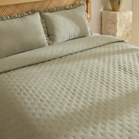 Karaca Home Fiona Bedspread Set, Double, Sage Green
