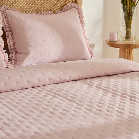 Karaca Home Fiona Bedspread Set, Double, Powder Pink
