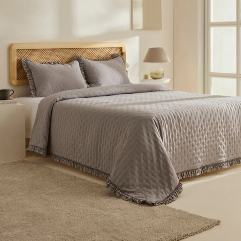 Karaca Home Fiona Bedspread Set, Double, Grey