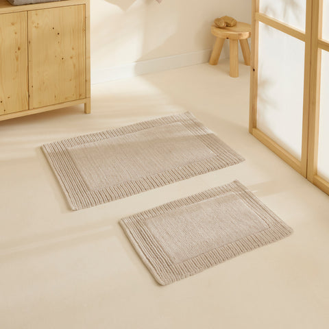 Karaca Odetta Bath Mat Set, 60x90cm+40x60cm, Ecru