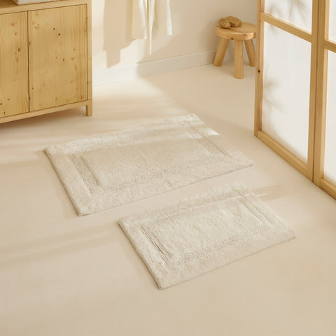 Karaca Pauline Bath Mat Set, 60x90cm+40x60cm, Offwhite