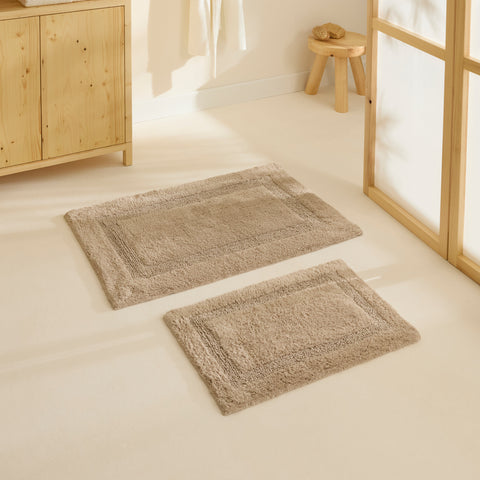 Karaca Pauline Bath Mat Set, 60x90cm+40x60cm, Beige
