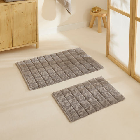 Karaca Simon Bath Mat Set, 60x90cm+40x60cm, Grey