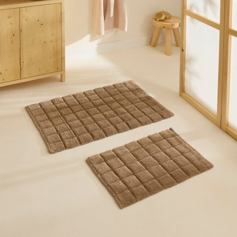 Karaca Simon Bath Mat Set, 60x90cm+40x60cm, Brown